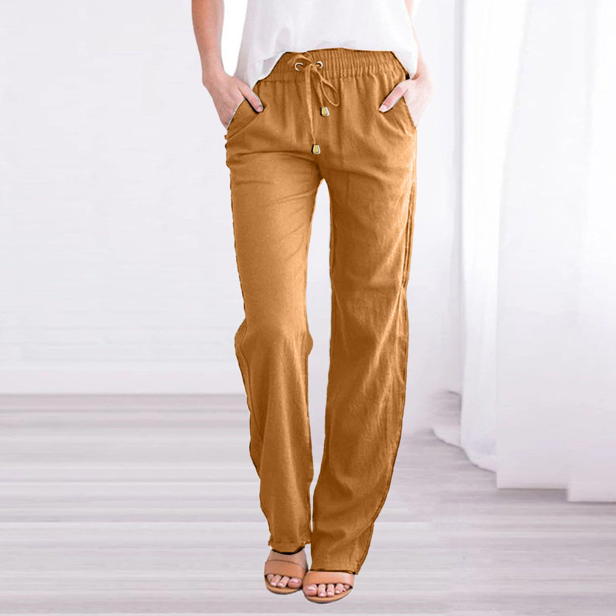 Nadia | Women's Elastic Waist Wide-Leg Summer Trousers