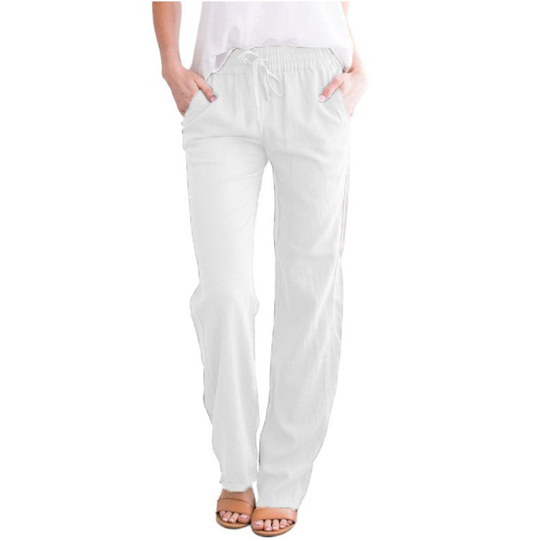 Nadia | Women's Elastic Waist Wide-Leg Summer Trousers