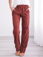Nadia | Women's Elastic Waist Wide-Leg Summer Trousers