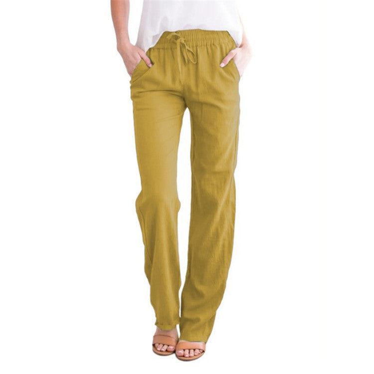 Nadia | Women's Elastic Waist Wide-Leg Summer Trousers