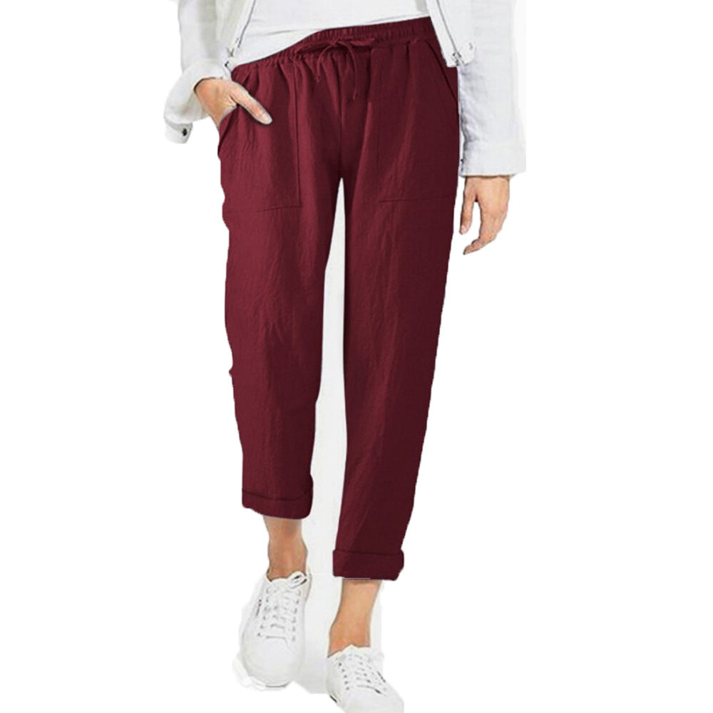 Nadia | Women's Elastic Waist Wide-Leg Summer Trousers