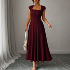 Nynke | Women's Square-Neck A-Line Midi Dress