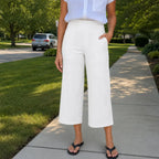 Laila | Women's Wide-Leg Cropped Pants with Pockets