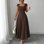 Nynke | Women's Square-Neck A-Line Midi Dress