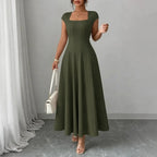 Nynke | Women's Square-Neck A-Line Midi Dress