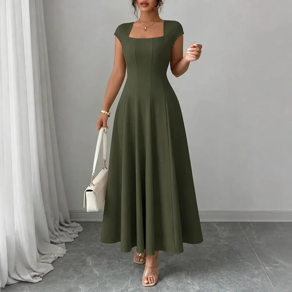 Nynke | Women's Square-Neck A-Line Midi Dress