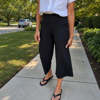 Laila | Women's Wide-Leg Cropped Pants with Pockets