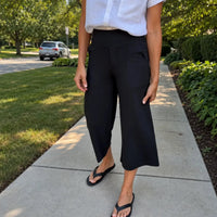 Laila | Women's Wide-Leg Cropped Pants with Pockets