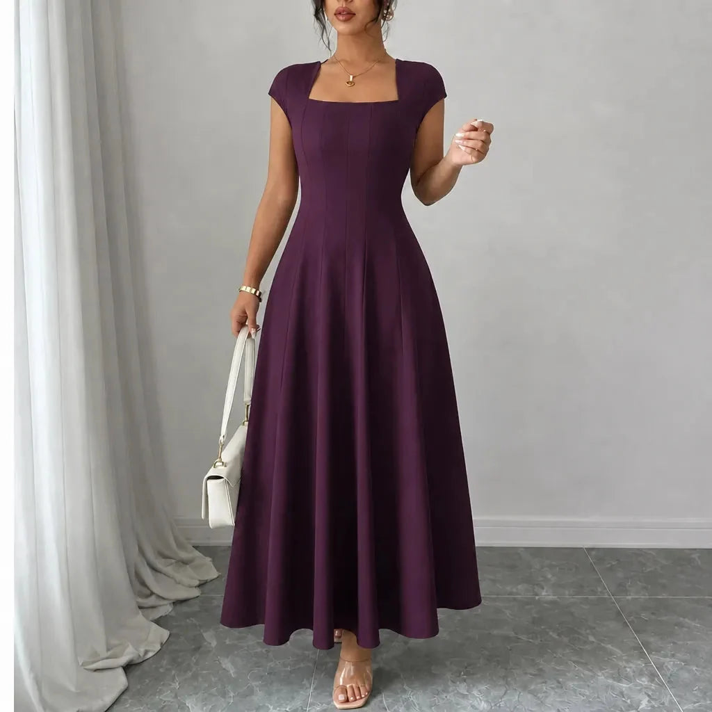 Nynke | Women's Square-Neck A-Line Midi Dress