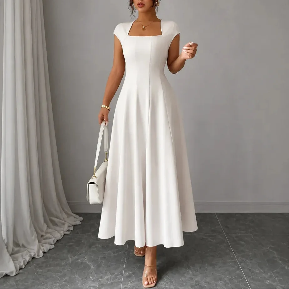 Nynke | Women's Square-Neck A-Line Midi Dress