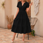 Laurence | Women's Tiered V-Neck Summer Maxi Dress