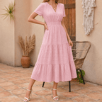 Laurence | Women's Tiered V-Neck Summer Maxi Dress