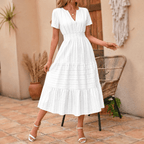 Laurence | Women's Tiered V-Neck Summer Maxi Dress
