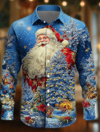 Ronald | Men's Christmas Blouse Santa Print Button-Down Shirt
