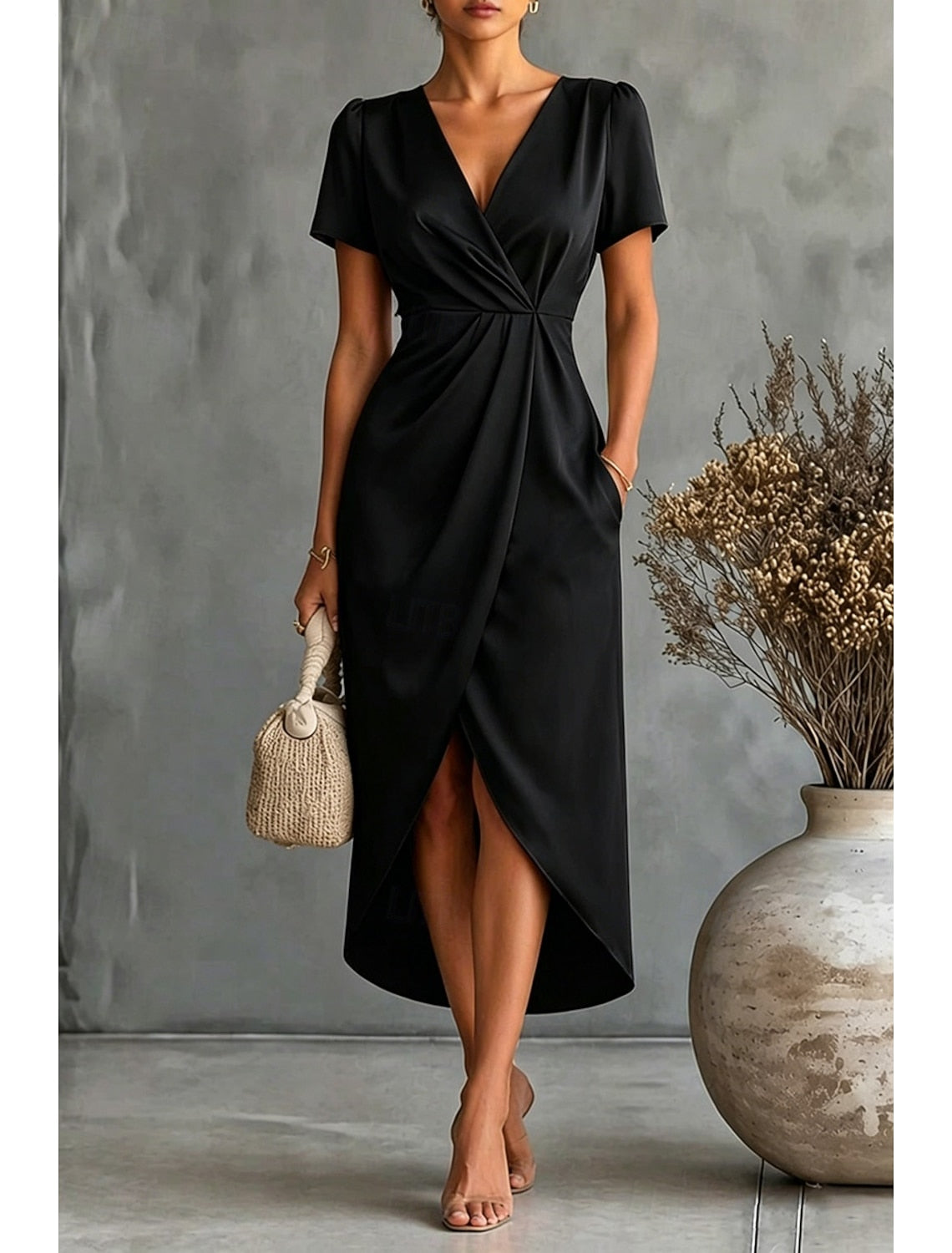 Zofia | Women's Wrap V-Neck Cocktail Dress with Tulip Hem