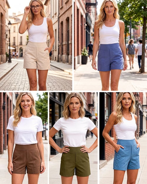 Angelique | Women's High-Waist Bermuda Shorts with Deep Pockets