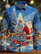 Ronald | Men's Christmas Blouse Santa Print Button-Down Shirt