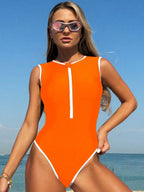 Aubree | Women's Zip-Front Sleeveless One-Piece Swimsuit
