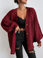 Sabine | Women's Oversized Cable Knit Cardigan with Button Front