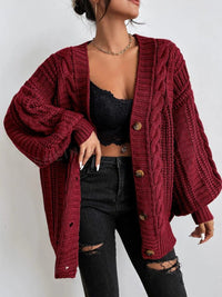 Sabine | Women's Oversized Cable Knit Cardigan with Button Front
