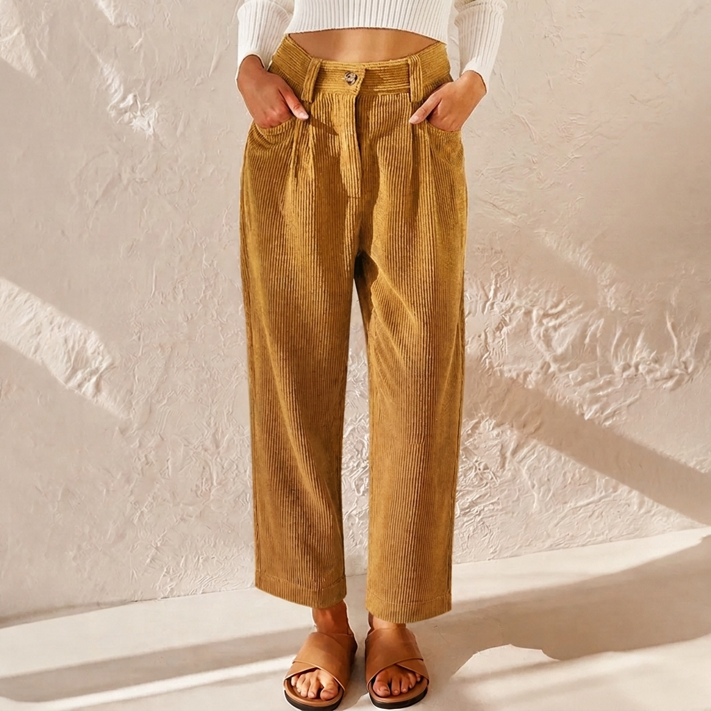 Nell | Women's Wide-Leg High-Waist Ribbed Pants