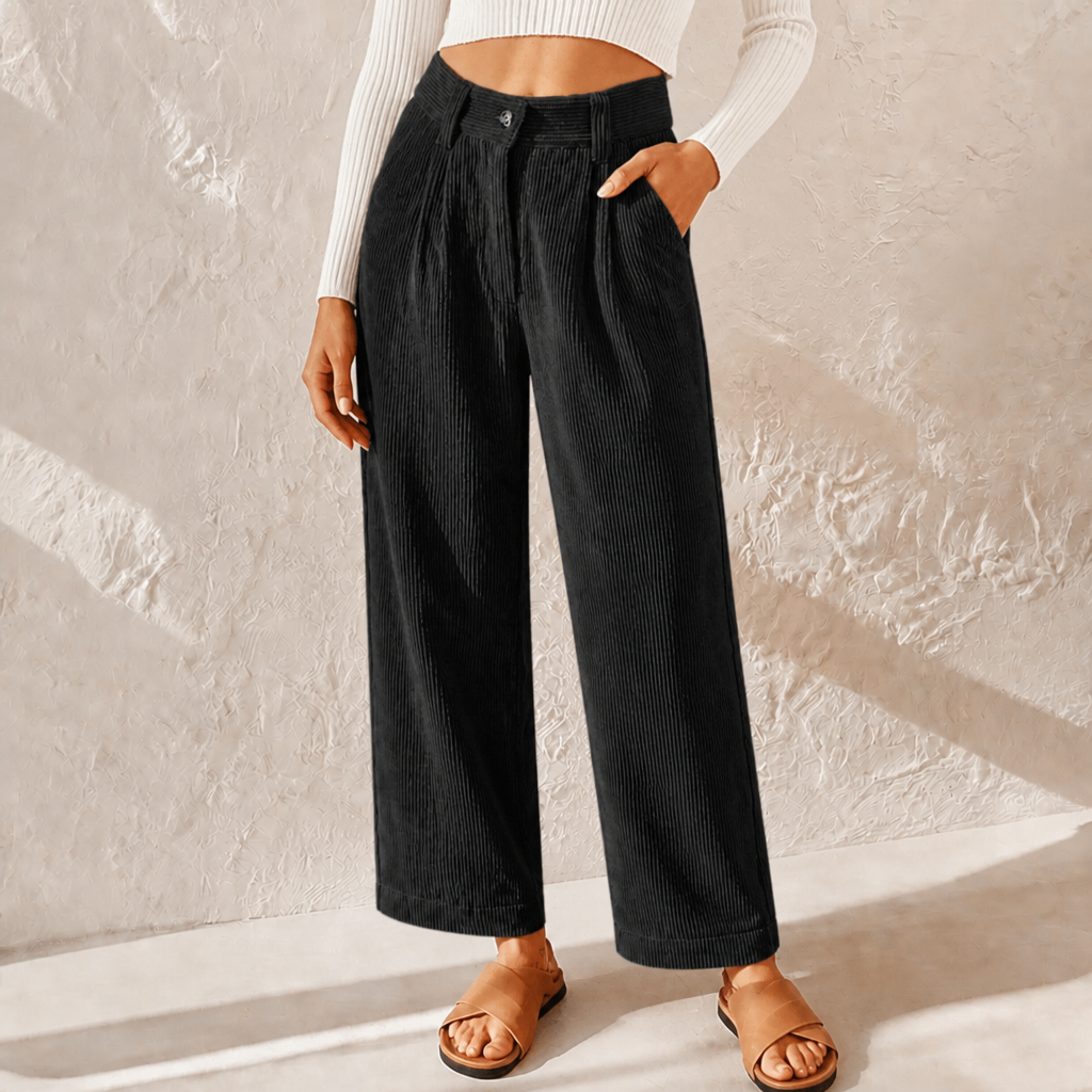 Nell | Women's Wide-Leg High-Waist Ribbed Pants