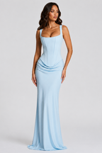 Solange | Women's Corset Pleated Maxi Dress for Formal Occasions