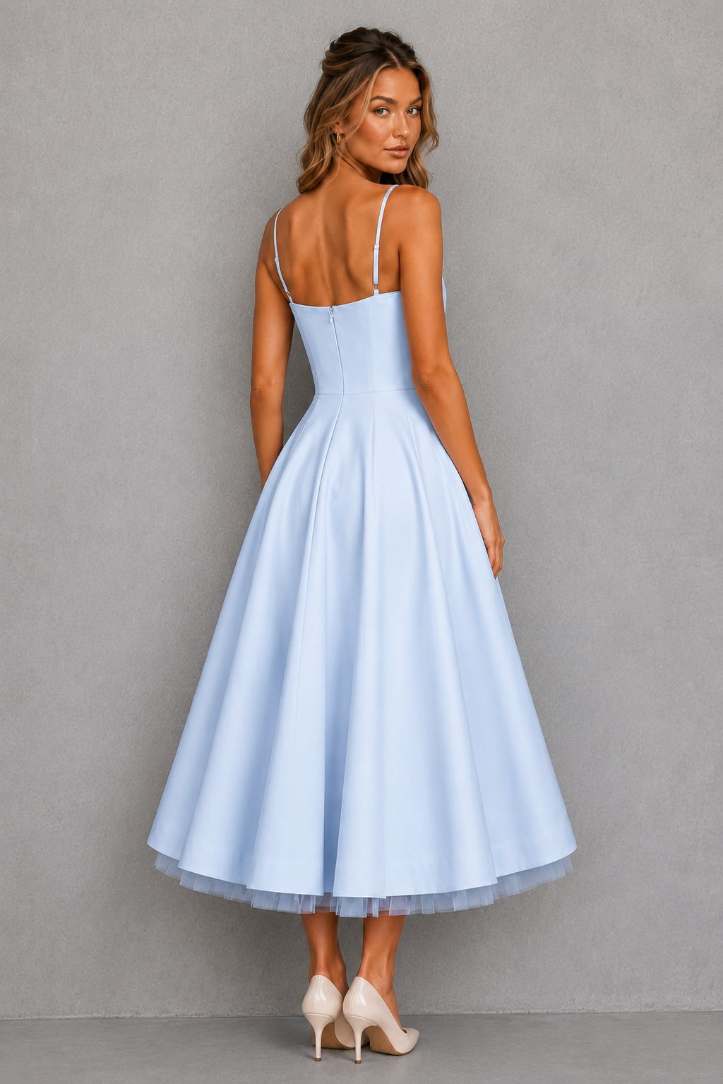 Daphnee | Women's Corset Midi Dress with Sweetheart Neckline