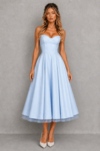 Daphnee | Women's Corset Midi Dress with Sweetheart Neckline