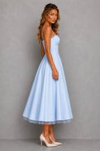 Daphnee | Women's Corset Midi Dress with Sweetheart Neckline