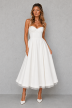 Daphnee | Women's Corset Midi Dress with Sweetheart Neckline