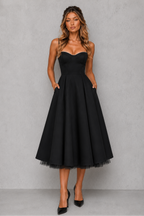 Daphnee | Women's Corset Midi Dress with Sweetheart Neckline