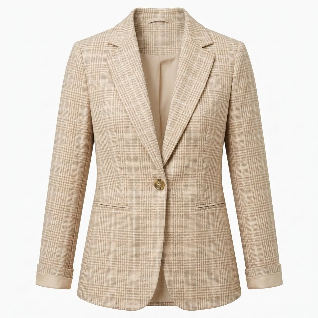Marisol | Women's Fitted Plaid Blazer with Notched Lapel