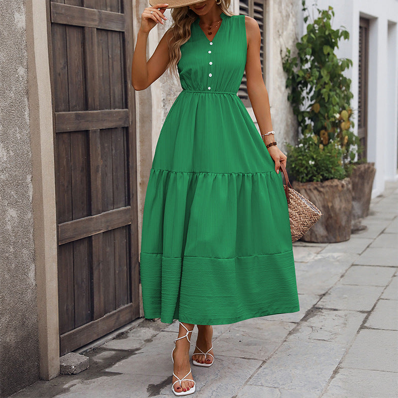 Jorien | Women's Stand-Collar Tiered Sundress