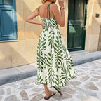 Jette | Women's Floral Tie-Strap Square Neck Midi Dress