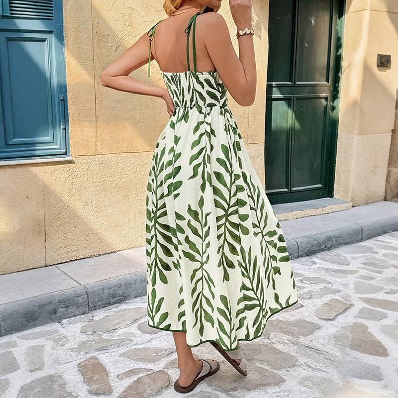 Jette | Women's Floral Tie-Strap Square Neck Midi Dress