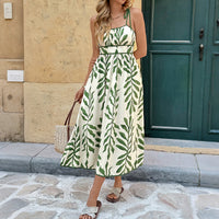 Jette | Women's Floral Tie-Strap Square Neck Midi Dress