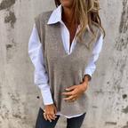 Frankie | Women's Oversized Ribbed V-Neck Knit Vest
