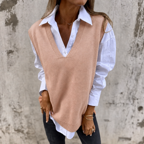 Frankie | Women's Oversized Ribbed V-Neck Knit Vest