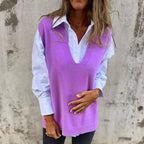 Frankie | Women's Oversized Ribbed V-Neck Knit Vest