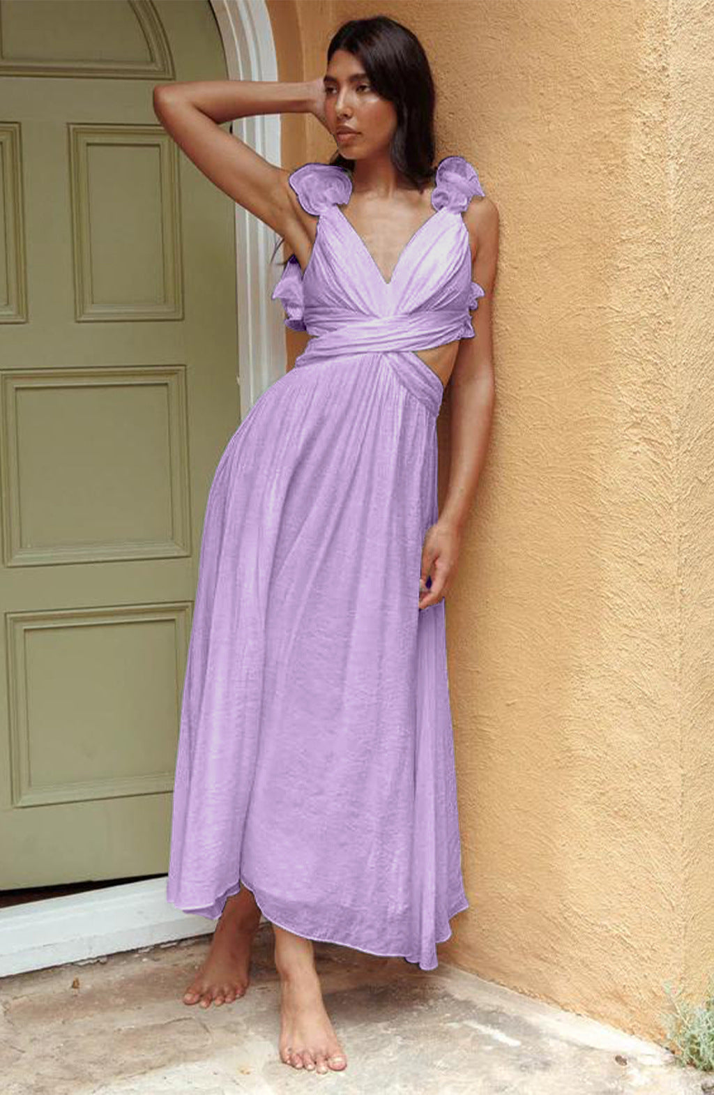 Jasmine | Women's V-Neck Cutout Waist Maxi Sundress