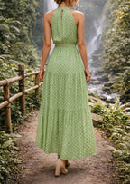 Johanna | Women's Halter Neck Polka Dot Maxi Sundress