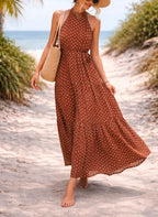Johanna | Women's Halter Neck Polka Dot Maxi Sundress