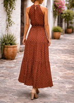 Johanna | Women's Halter Neck Polka Dot Maxi Sundress