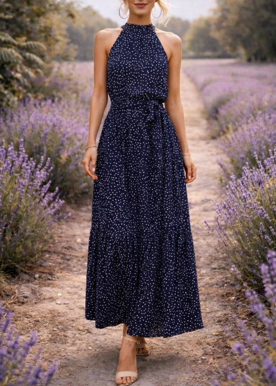 Johanna | Women's Halter Neck Polka Dot Maxi Sundress