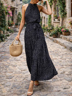 Johanna | Women's Halter Neck Polka Dot Maxi Sundress