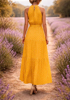 Johanna | Women's Halter Neck Polka Dot Maxi Sundress