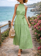 Johanna | Women's Halter Neck Polka Dot Maxi Sundress