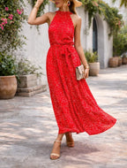 Johanna | Women's Halter Neck Polka Dot Maxi Sundress