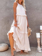 Jolien | Women's Ruffled Tiered Halter Maxi Dress